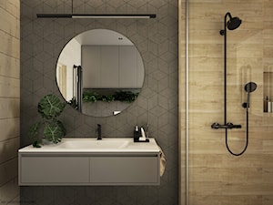 Drewno + szarość - Średnia na poddaszu łazienka, styl skandynawski - zdjęcie od ELEMENTY