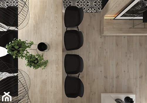 Dom jednorodzinny w stylu "soft-loft" - Duża czarna jadalnia w salonie, styl minimalistyczny - zdjęcie od ELEMENTY