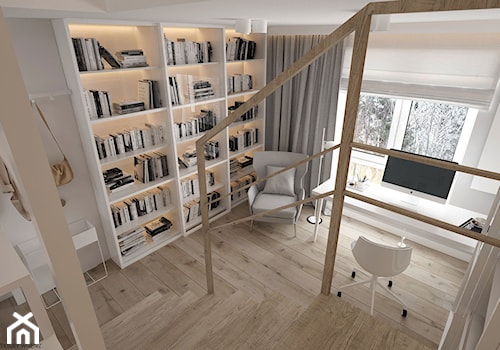 Apartament 2-poziomowy Praska Park - Średnie w osobnym pomieszczeniu z zabudowanym biurkiem białe bi ... - zdjęcie od ELEMENTY