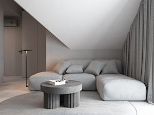 Szary minimalizm - Średni biały szary salon z kuchnią, styl minimalistyczny - zdjęcie od ELEMENTY
