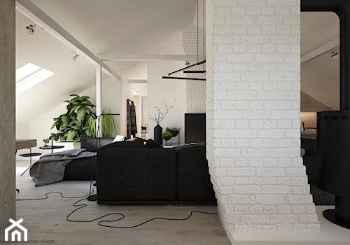 Poddasze - Duży biały salon, styl minimalistyczny - zdjęcie od ELEMENTY