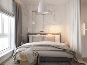 Mieszkanie 2-poziomowe Praska Park - Mała biała szara sypialnia, styl skandynawski - zdjęcie od ELEMENTY