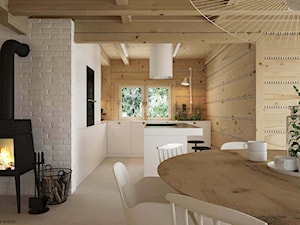 Dom drewniany - Duża jadalnia w kuchni, styl nowoczesny - zdjęcie od ELEMENTY