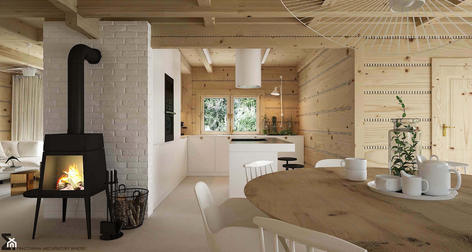 Dom drewniany - Duża jadalnia w kuchni, styl nowoczesny - zdjęcie od ELEMENTY - Homebook