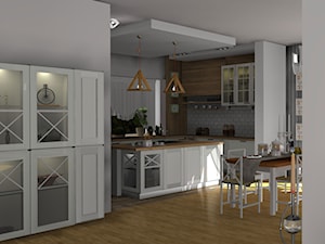 kuchnia biała z drewnem - zdjęcie od Nouvelle
