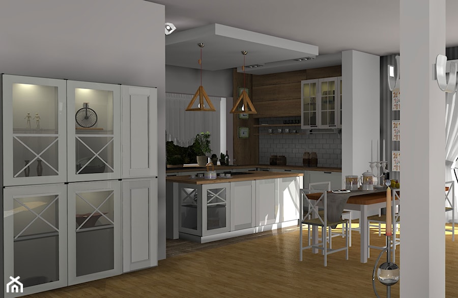 kuchnia biała z drewnem - zdjęcie od Nouvelle