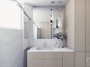 Łazienka na trójkącie - Duża z lustrem z punktowym oświetleniem łazienka z oknem, styl nowoczesny - zdjęcie od PX3 Pracownia Projektowa Prokopowicz