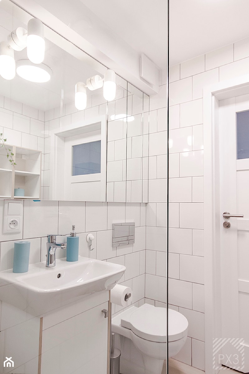 Pastelowe mieszkanie na wynajem - Mała łazienka, styl skandynawski - zdjęcie od PX3 Pracownia Projektowa Prokopowicz