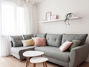Pastelowe mieszkanie na wynajem - Mały beżowy salon, styl skandynawski - zdjęcie od PX3 Pracownia Projektowa Prokopowicz