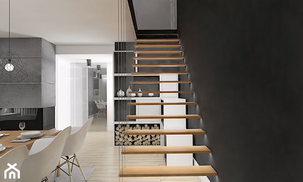 minimalistyczne schody z delikatną balustradą