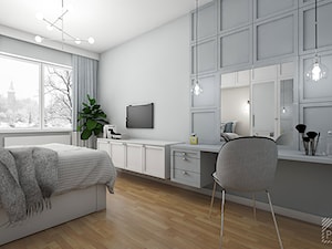 Kobieca sypialnia - Średnia szara sypialnia, styl tradycyjny - zdjęcie od PX3 Pracownia Projektowa Prokopowicz