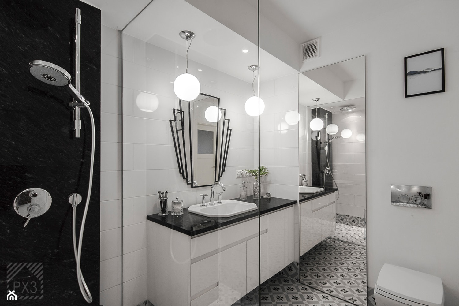 Mieszkanie Art Deco - Średnia na poddaszu bez okna łazienka, styl glamour - zdjęcie od PX3 Pracownia Projektowa Prokopowicz - Homebook