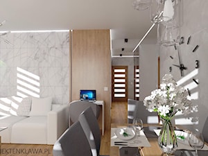 Mieszkanie w bloku - Średni szary salon z jadalnią, styl nowoczesny - zdjęcie od Projektowanie wnętrz Gruczyńska Monika