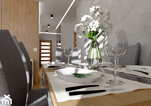Mieszkanie w bloku - Średnia szara jadalnia, styl nowoczesny - zdjęcie od Projektowanie wnętrz Gruczyńska Monika