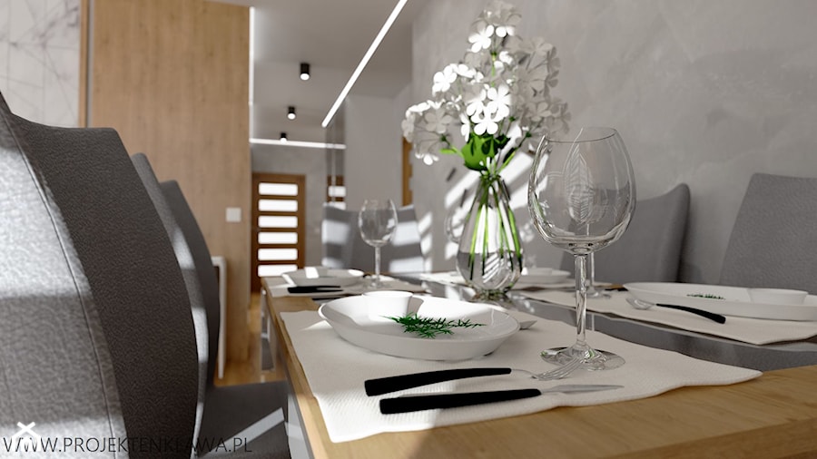 Mieszkanie w bloku - Średnia szara jadalnia, styl nowoczesny - zdjęcie od Projektowanie wnętrz Gruczyńska Monika