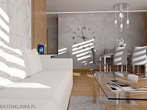 Mieszkanie w bloku - Średni salon z jadalnią, styl nowoczesny - zdjęcie od Projektowanie wnętrz Gruczyńska Monika