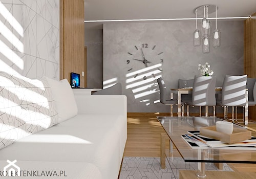Mieszkanie w bloku - Średni salon z jadalnią, styl nowoczesny - zdjęcie od Projektowanie wnętrz Gruczyńska Monika