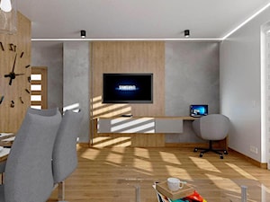 Mieszkanie w bloku - Duży szary salon z jadalnią, styl nowoczesny - zdjęcie od Projektowanie wnętrz Gruczyńska Monika