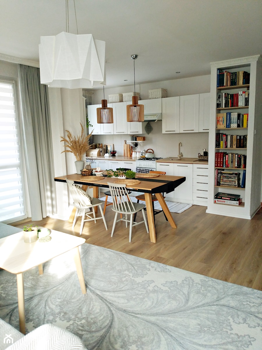Salon z kuchnią w bloku - Kuchnia, styl skandynawski - zdjęcie od Olga Drozd