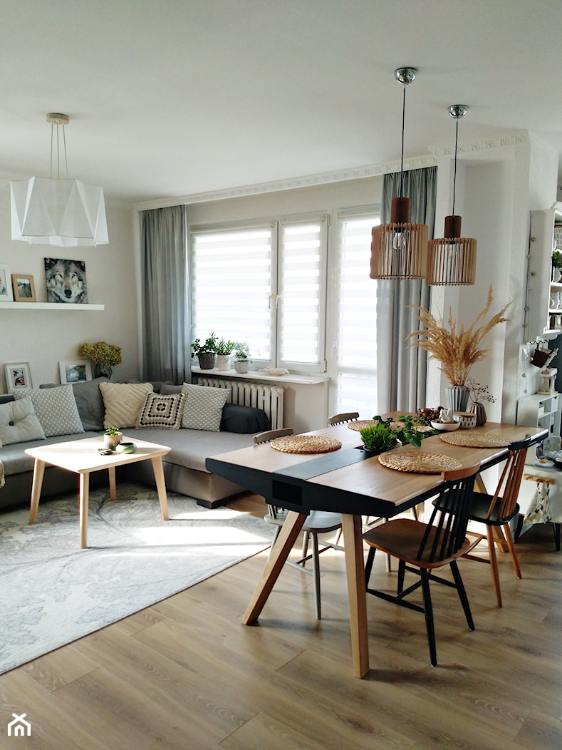 Salon z kuchnią w bloku - Salon, styl skandynawski - zdjęcie od Olga Drozd - Homebook