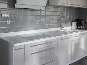 Duża kuchnia w domu jednorodzinnym - Średnia otwarta z zabudowaną lodówką kuchnia jednorzędowa, styl skandynawski - zdjęcie od idea projekt