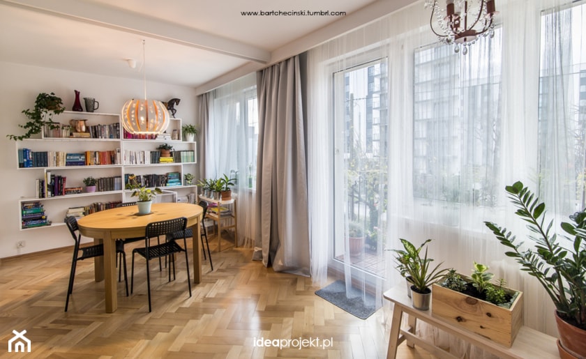 Projekt mieszkania w Gdańsku - Duża szara jadalnia jako osobne pomieszczenie, styl nowoczesny - zdjęcie od idea projekt