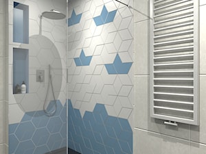 Nadmorski klimat II - Mała bez okna z punktowym oświetleniem łazienka, styl skandynawski - zdjęcie od idea projekt