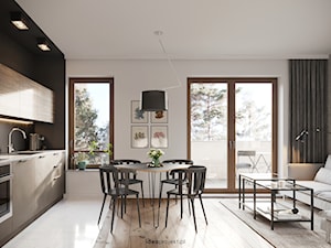 Nautikka - MODERN - Średni szary salon z kuchnią z jadalnią, styl nowoczesny - zdjęcie od idea projekt