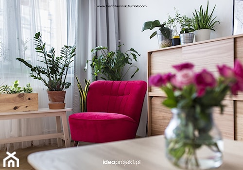 Projekt mieszkania w Gdańsku - Mały biały salon, styl nowoczesny - zdjęcie od idea projekt