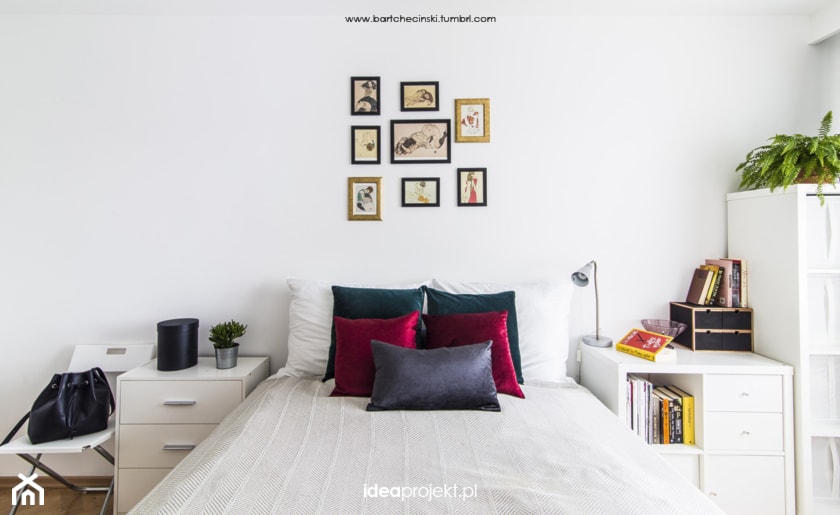 Projekt mieszkania w Gdańsku - Średnia biała sypialnia, styl skandynawski - zdjęcie od idea projekt