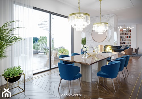 Apartament na warszawskiej Saskiej Kępie - Duża biała jadalnia jako osobne pomieszczenie, styl glamour - zdjęcie od idea projekt
