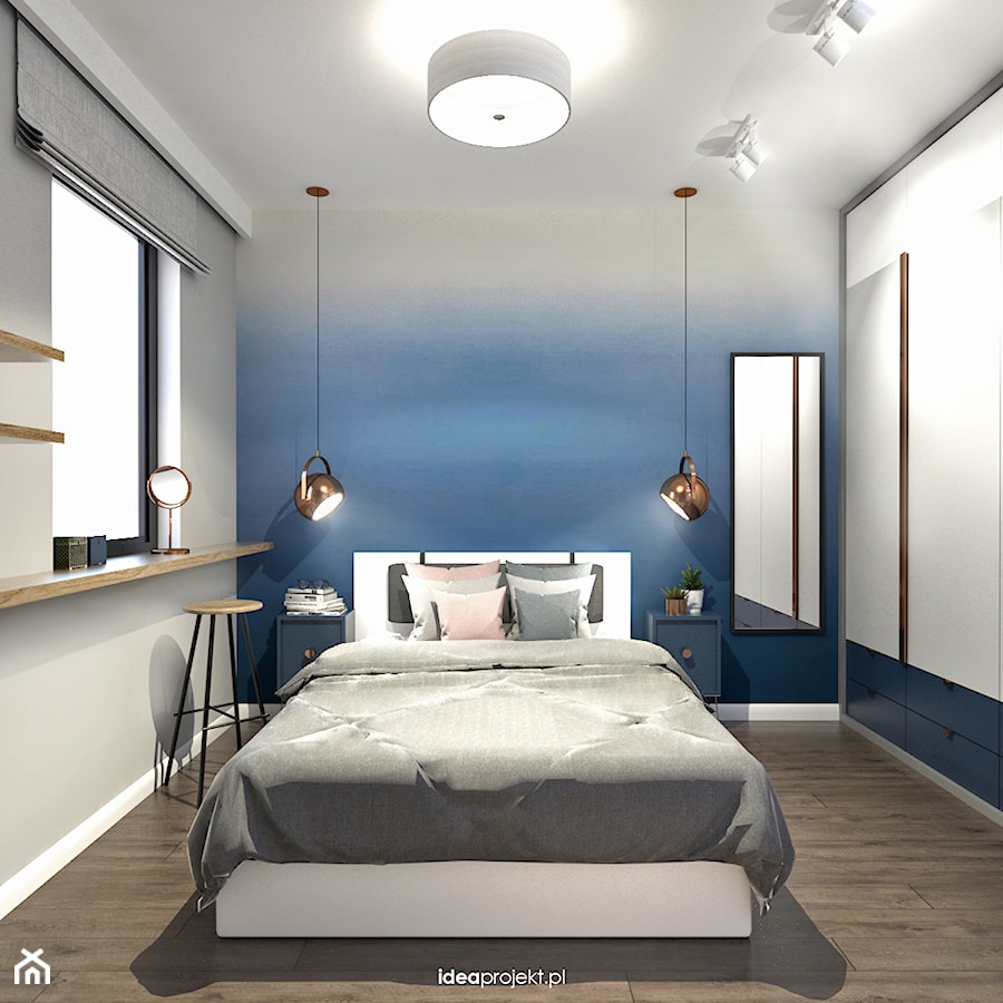 Mieszkanie letnie - Średnia szara sypialnia, styl nowoczesny - zdjęcie od idea projekt