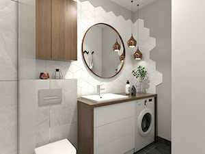 Grafit - Średnia bez okna z pralką / suszarką łazienka, styl skandynawski - zdjęcie od idea projekt