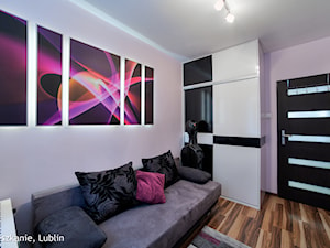 metamorfoza mieszkania 60m2 ul.agatowa lublin - Małe w osobnym pomieszczeniu z sofą szare biuro, styl nowoczesny - zdjęcie od Auraprojekt