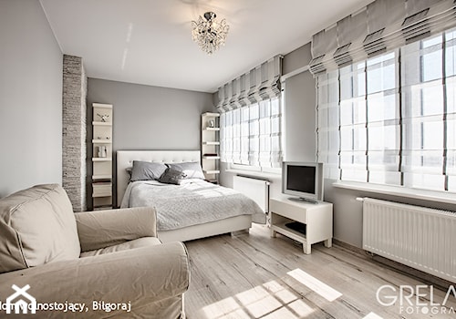 Dom jednorodzinny Majdan Stary - Średnia szara sypialnia, styl nowoczesny - zdjęcie od Auraprojekt
