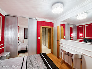 mieszkanie 43m2 ul.Melomanów Lublin - Średnia biała niebieska sypialnia, styl glamour - zdjęcie od Auraprojekt