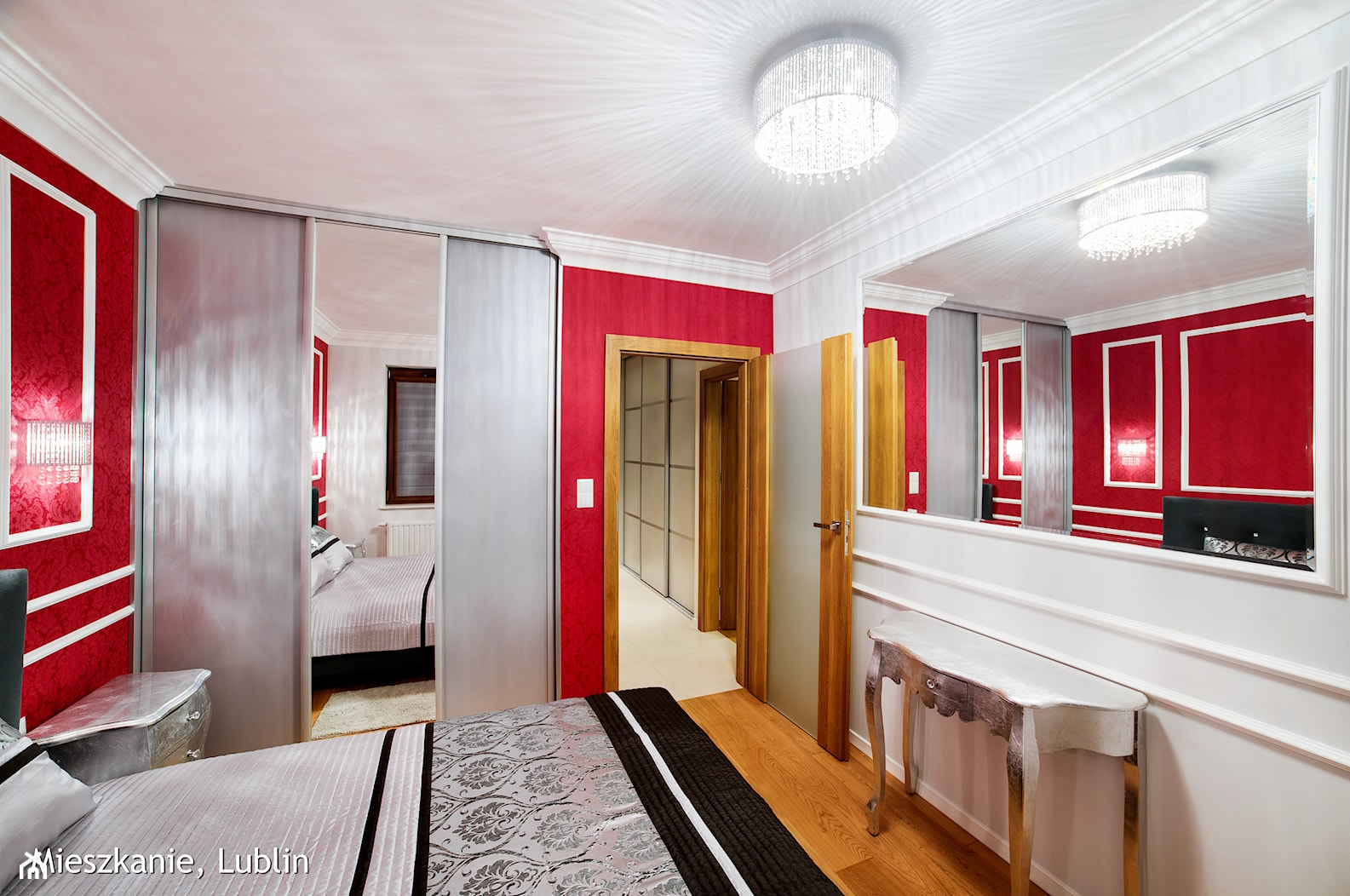 mieszkanie 43m2 ul.Melomanów Lublin - Średnia biała niebieska sypialnia, styl glamour - zdjęcie od Auraprojekt - Homebook