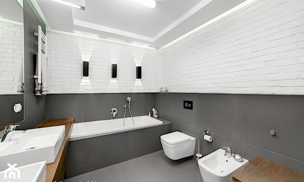 biało-szara nowoczesna łazienka