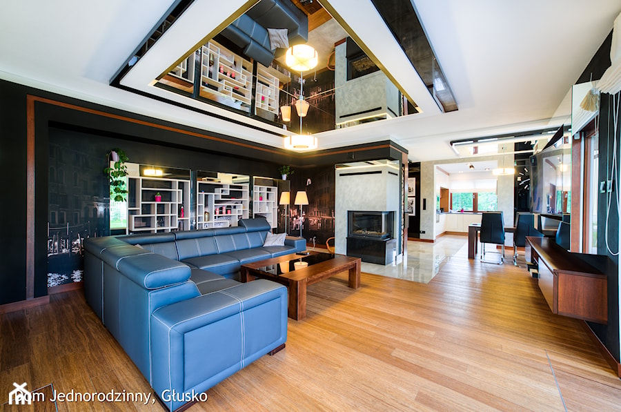 Dom jednorodzinny Głusko - Duży salon, styl nowoczesny - zdjęcie od Auraprojekt