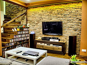 dom jednorodzinny Świdnik - Średni pomarańczowy salon, styl nowoczesny - zdjęcie od Auraprojekt