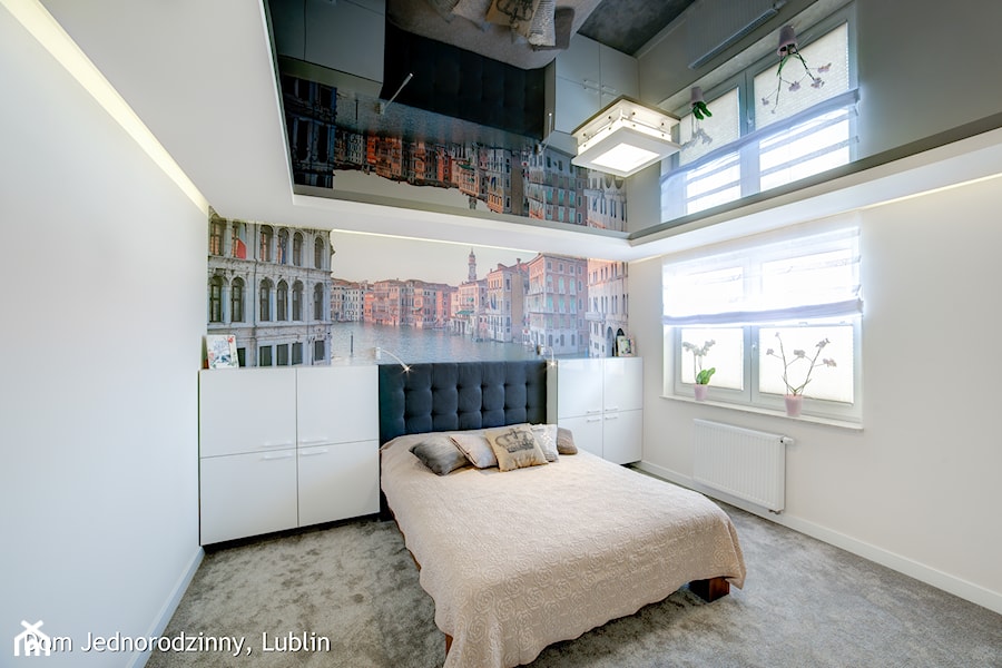 Dom jednorodzinny ul.Goplan Lublin - Mała biała sypialnia, styl minimalistyczny - zdjęcie od Auraprojekt
