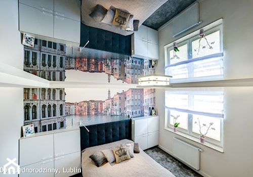 Dom jednorodzinny ul.Goplan Lublin - Mała beżowa sypialnia, styl minimalistyczny - zdjęcie od Auraprojekt