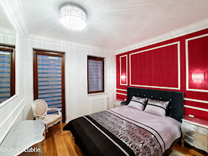 mieszkanie 43m2 ul.Melomanów Lublin - Średnia biała czerwona sypialnia, styl glamour - zdjęcie od Auraprojekt