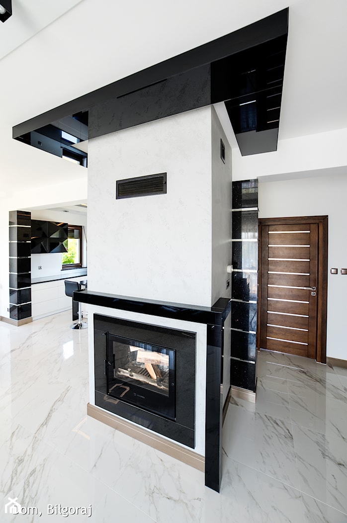 Dom jednorodzinny Biłgoraj - Mały biały czarny salon, styl nowoczesny - zdjęcie od Auraprojekt - Homebook