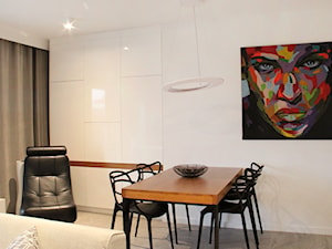 POZNAŃ | Apartament - Średnia biała jadalnia w salonie, styl nowoczesny - zdjęcie od dekoratorka.pl