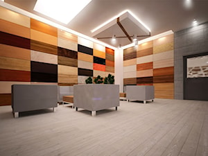 Poczekalnia z mozaiką drewna - Hol / przedpokój, styl nowoczesny - zdjęcie od 3ESDESIGN