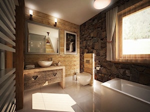 Projekt aranżacji łazienki w stylu zakopiańskim 