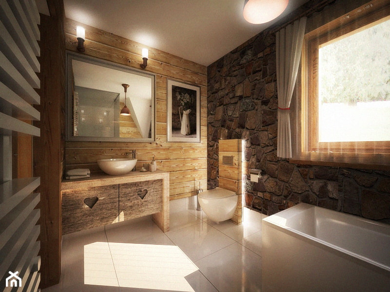 Projekt aranżacji łazienki w stylu zakopiańskim - Łazienka, styl tradycyjny - zdjęcie od 3ESDESIGN