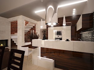 Projekt aranżacji domu_Tychy - Duża kuchnia, styl nowoczesny - zdjęcie od 3ESDESIGN