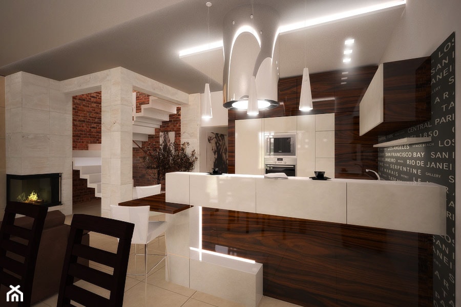 Projekt aranżacji domu_Tychy - Duża kuchnia, styl nowoczesny - zdjęcie od 3ESDESIGN